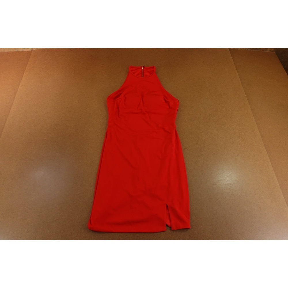 Nina Canacci Womens 4 Red Lined Cut Off Back Slit Hem Mini Bodycon Dress NWT
